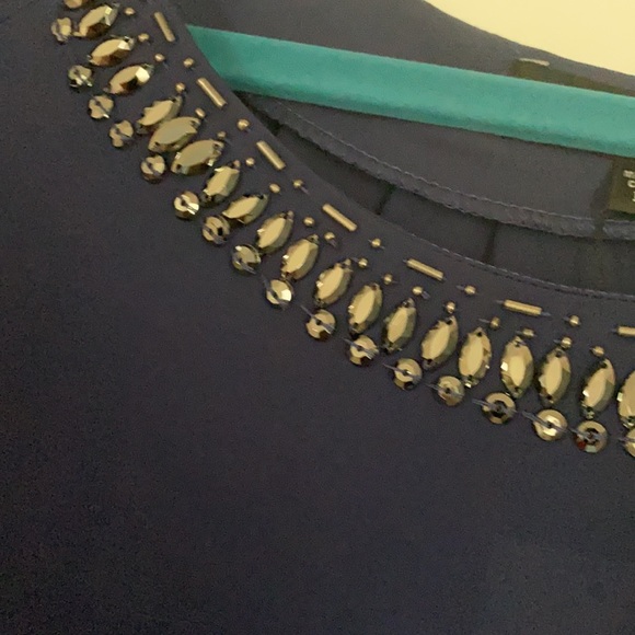 Sanctuary navy blue jewel collar top medium NWT - Picture 2 of 2